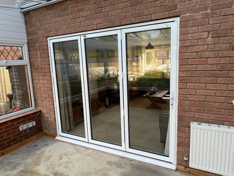 white bifolding doors