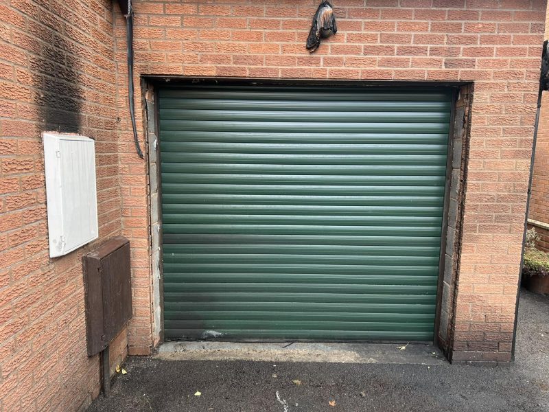 green garage doors
